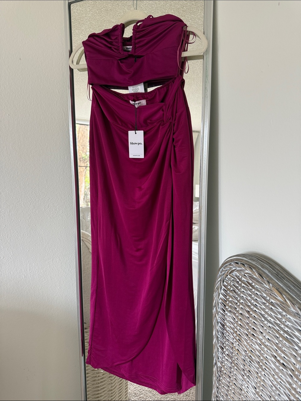 Showpo. Fuchsia Cutout Ruched Maxi Dress